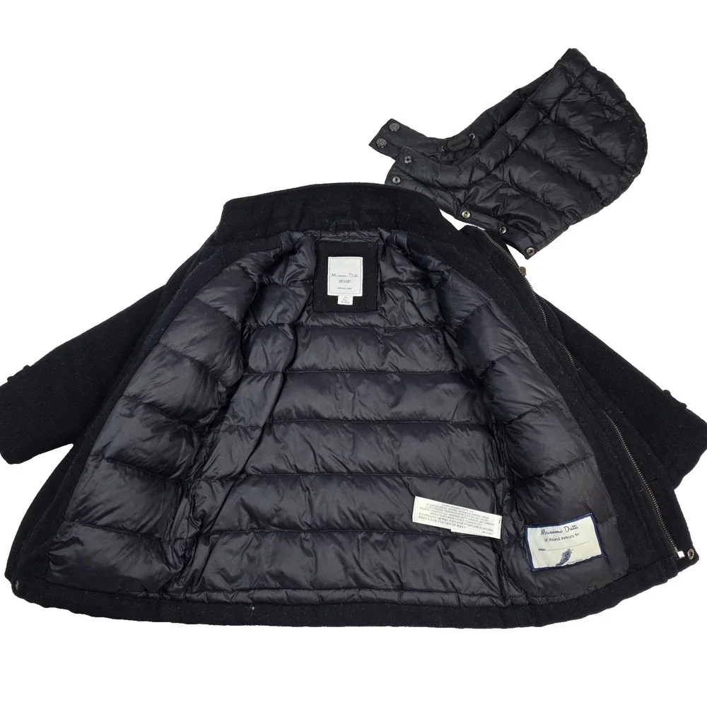Massimo Dutti Boys Toddler ‎ Peacoat Jacket Coat Black Removable Hood Size 4
